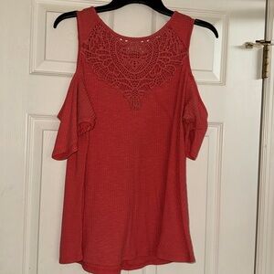 No Comment Pink Cold Shoulder Top